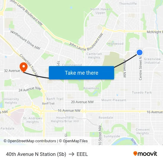 40th Avenue N Station (Sb) to EEEL map