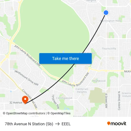 78th Avenue N Station (Sb) to EEEL map
