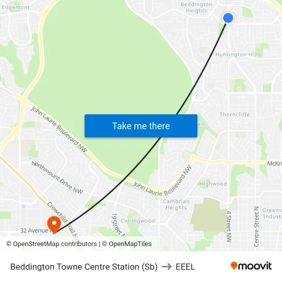 Beddington Towne Centre Station (Sb) to EEEL map