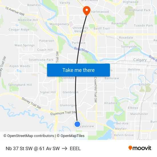 Nb 37 St SW @ 61 Av SW to EEEL map