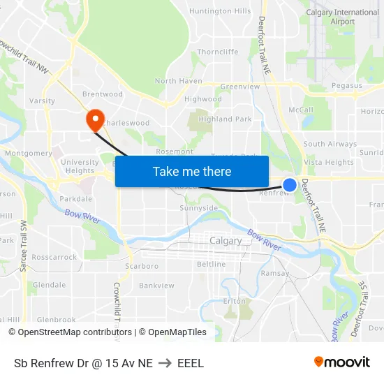 Sb Renfrew Dr @ 15 Av NE to EEEL map
