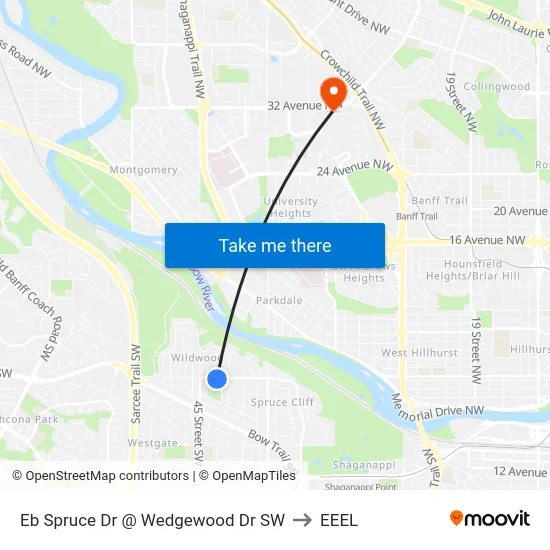 Eb Spruce Dr @ Wedgewood Dr SW to EEEL map