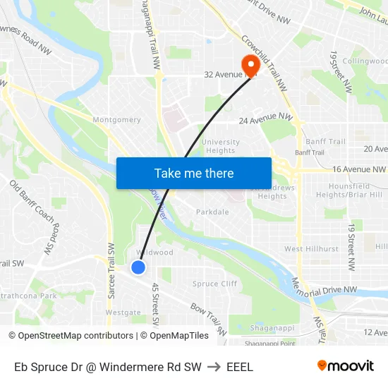 Eb Spruce Dr @ Windermere Rd SW to EEEL map