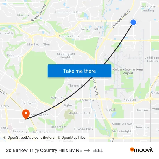 Sb Barlow Tr @ Country Hills Bv NE to EEEL map