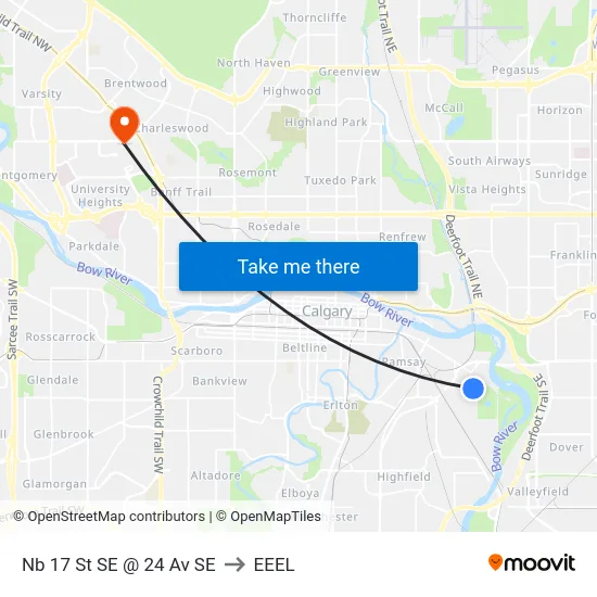 Nb 17 St SE @ 24 Av SE to EEEL map