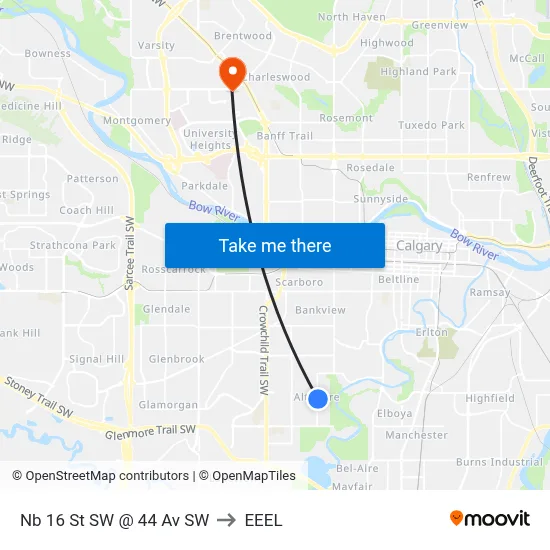 Nb 16 St SW @ 44 Av SW to EEEL map