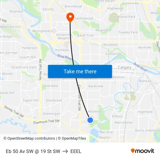 Eb 50 Av SW @ 19 St SW to EEEL map