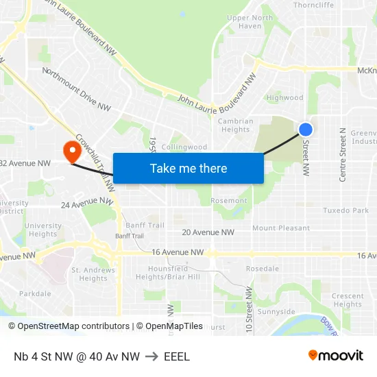 Nb 4 St NW @ 40 Av NW to EEEL map