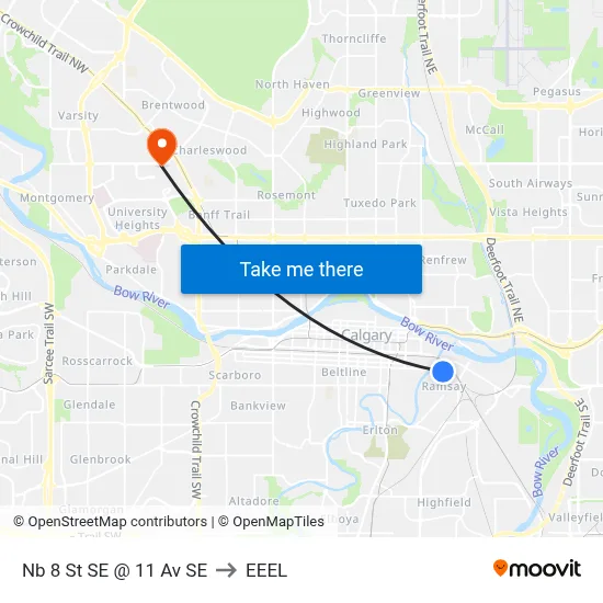 Nb 8 St SE @ 11 Av SE to EEEL map