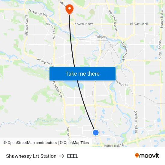 Shawnessy Lrt Station to EEEL map