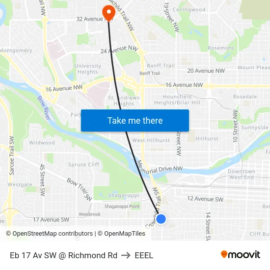 Eb 17 Av SW @ Richmond Rd to EEEL map