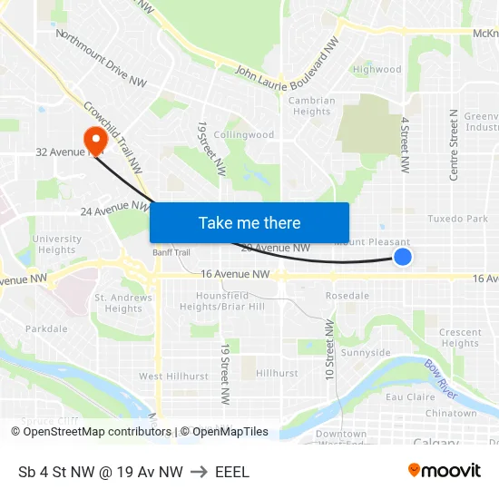 Sb 4 St NW @ 19 Av NW to EEEL map