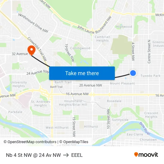 Nb 4 St NW @ 24 Av NW to EEEL map