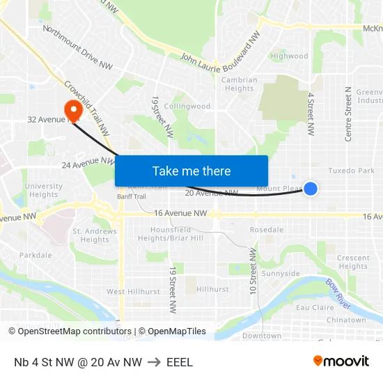 Nb 4 St NW @ 20 Av NW to EEEL map