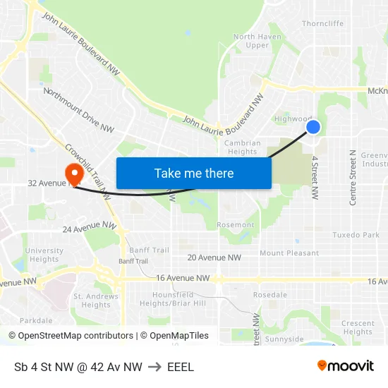 Sb 4 St NW @ 42 Av NW to EEEL map