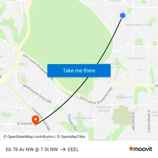 Eb 78 Av NW @ 7 St NW to EEEL map