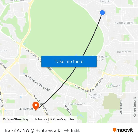 Eb 78 Av NW @ Hunterview Dr to EEEL map