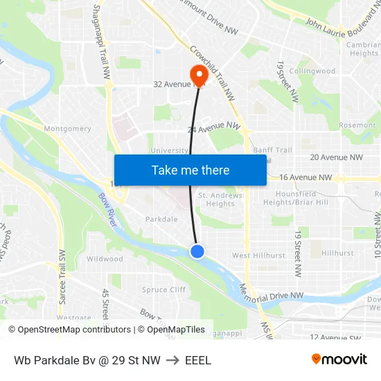 Wb Parkdale Bv @ 29 St NW to EEEL map
