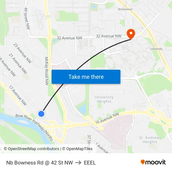 Nb Bowness Rd @ 42 St NW to EEEL map