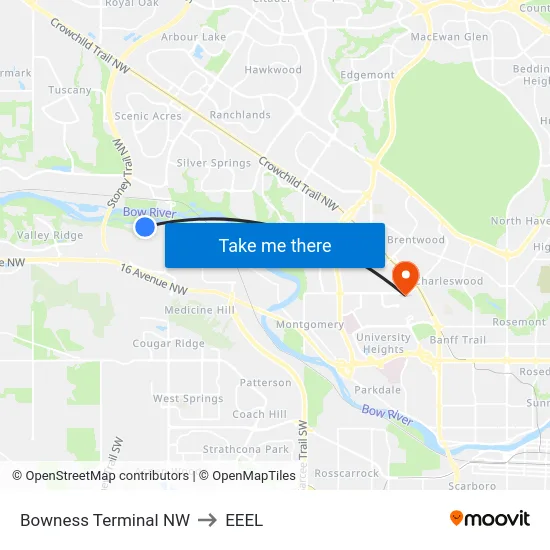 Bowness Terminal NW to EEEL map