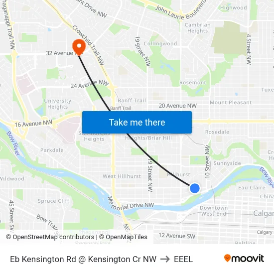Eb Kensington Rd @ Kensington Cr NW to EEEL map