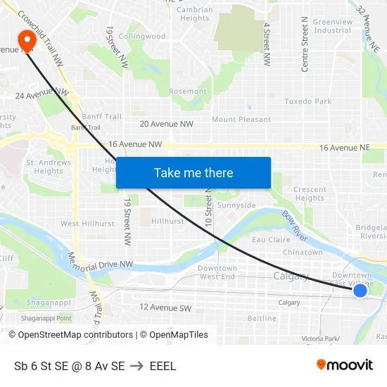 Sb 6 St SE @ 8 Av SE to EEEL map