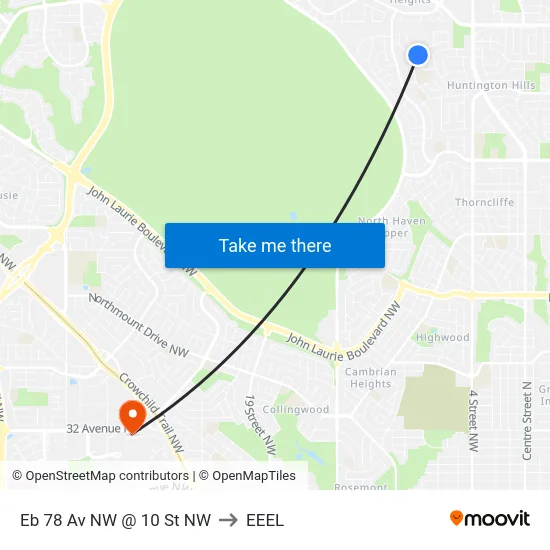 Eb 78 Av NW @ 10 St NW to EEEL map