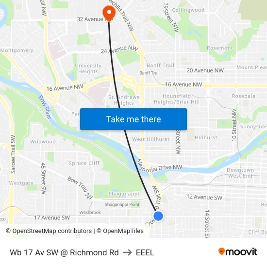 Wb 17 Av SW @ Richmond Rd to EEEL map