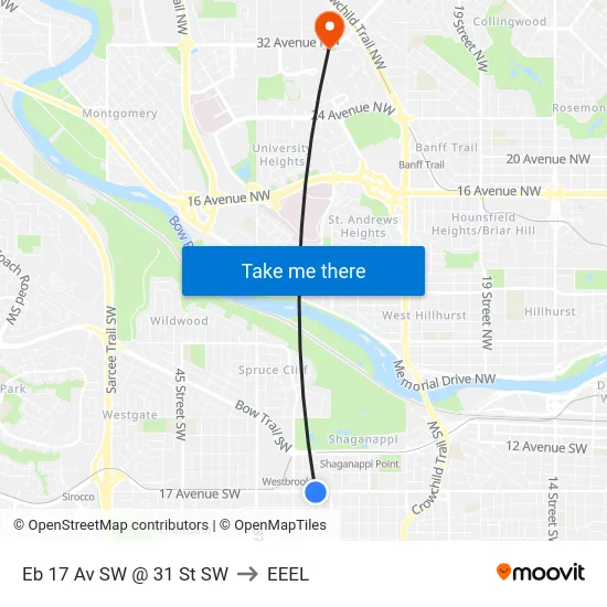 Eb 17 Av SW @ 31 St SW to EEEL map