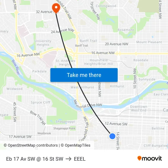 Eb 17 Av SW @ 16 St SW to EEEL map