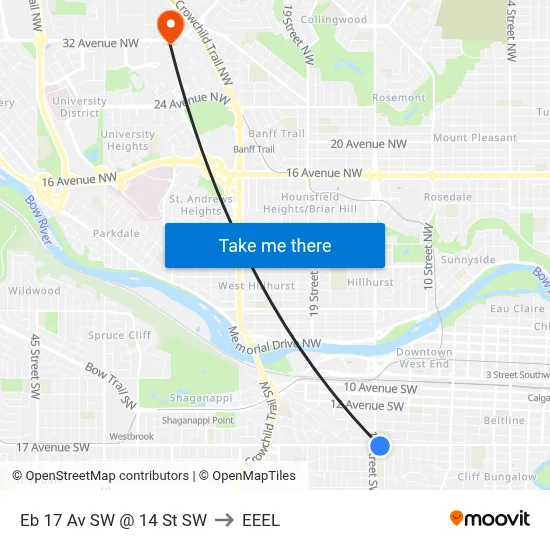 Eb 17 Av SW @ 14 St SW to EEEL map