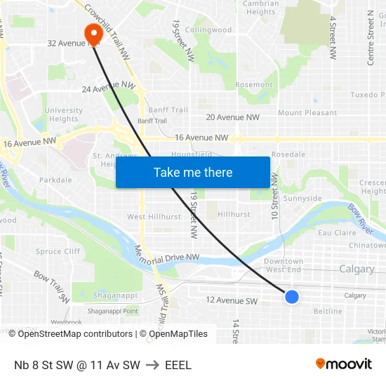 Nb 8 St SW @ 11 Av SW to EEEL map