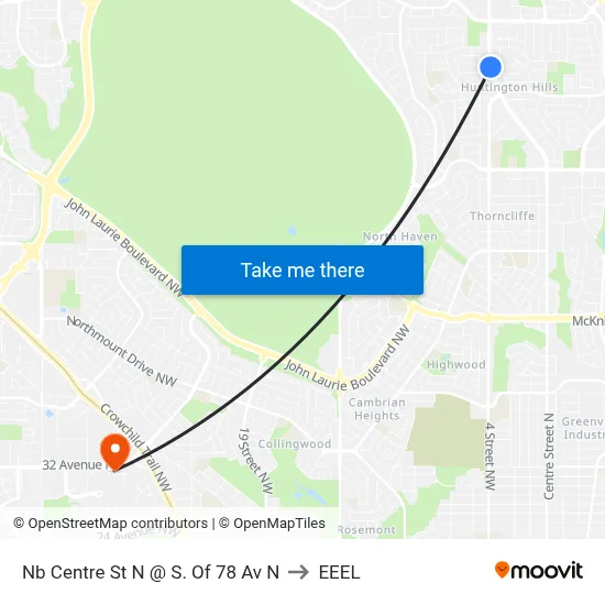Nb Centre St N @ S. Of 78 Av N to EEEL map