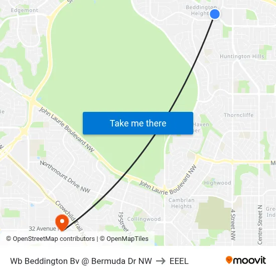Wb Beddington Bv @ Bermuda Dr NW to EEEL map