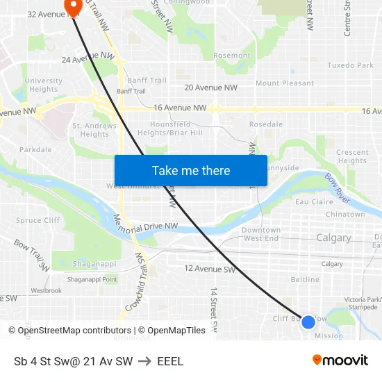 Sb 4 St Sw@ 21 Av SW to EEEL map