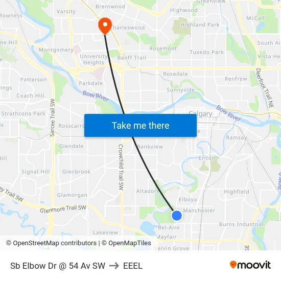 Sb Elbow Dr @ 54 Av SW to EEEL map