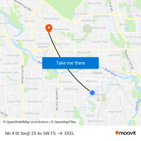 Nb 4 St Sw@ 25 Av SW FS to EEEL map