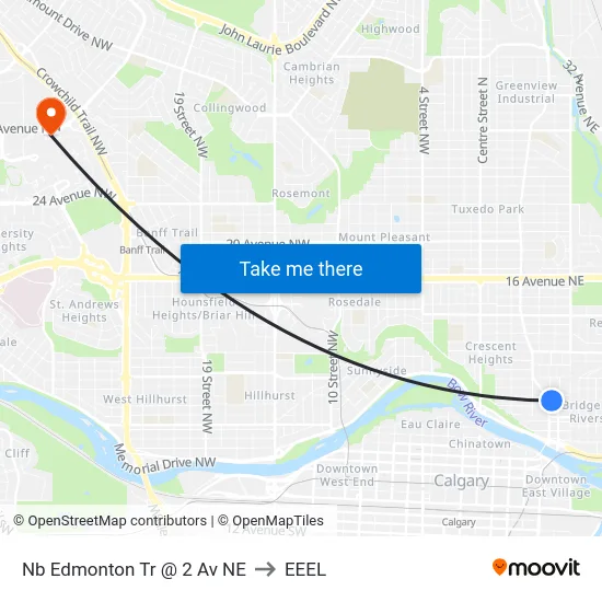 Nb Edmonton Tr @ 2 Av NE to EEEL map