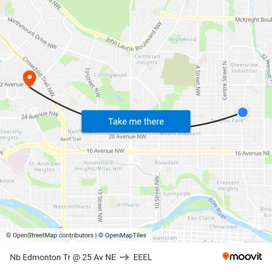 Nb Edmonton Tr @ 25 Av NE to EEEL map