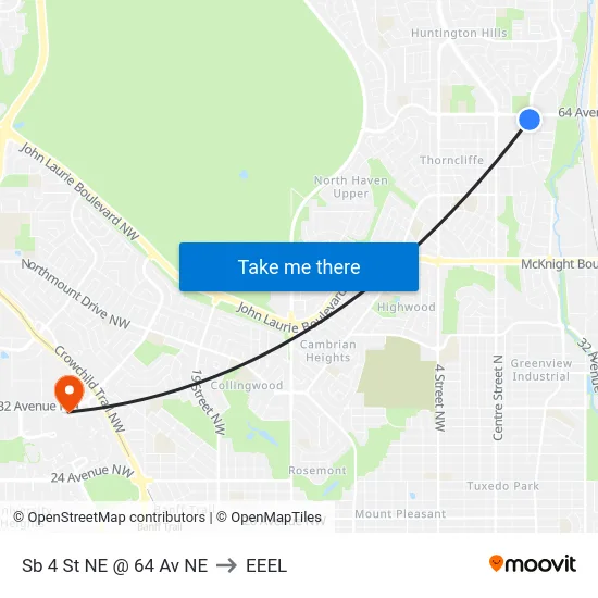 Sb 4 St NE @ 64 Av NE to EEEL map