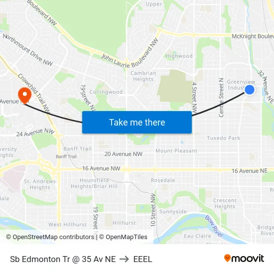 Sb Edmonton Tr @ 35 Av NE to EEEL map