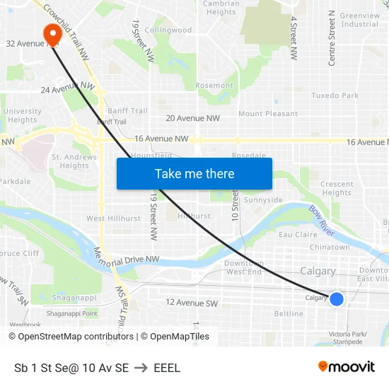 Sb 1 St Se@ 10 Av SE to EEEL map