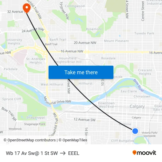 Wb 17 Av Sw@ 1 St SW to EEEL map