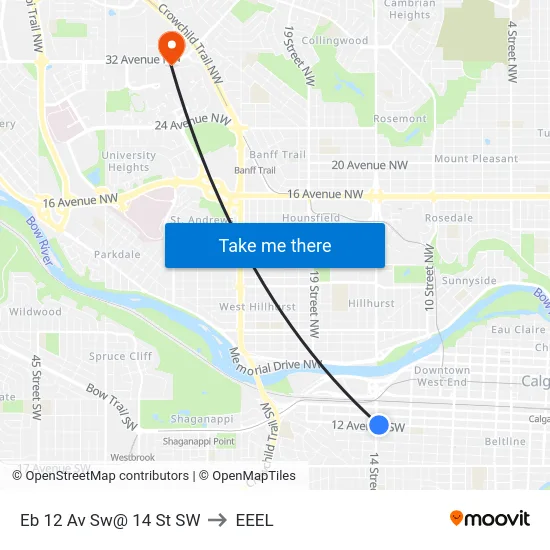 Eb 12 Av Sw@ 14 St SW to EEEL map
