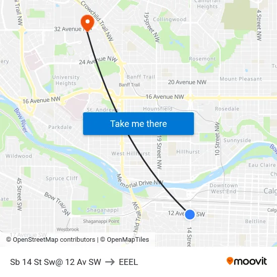 Sb 14 St Sw@ 12 Av SW to EEEL map