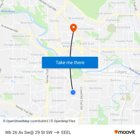 Wb 26 Av Sw@ 29 St SW to EEEL map
