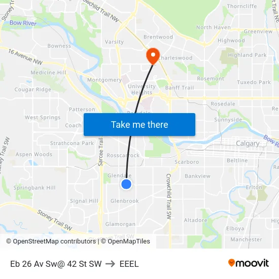 Eb 26 Av Sw@ 42 St SW to EEEL map