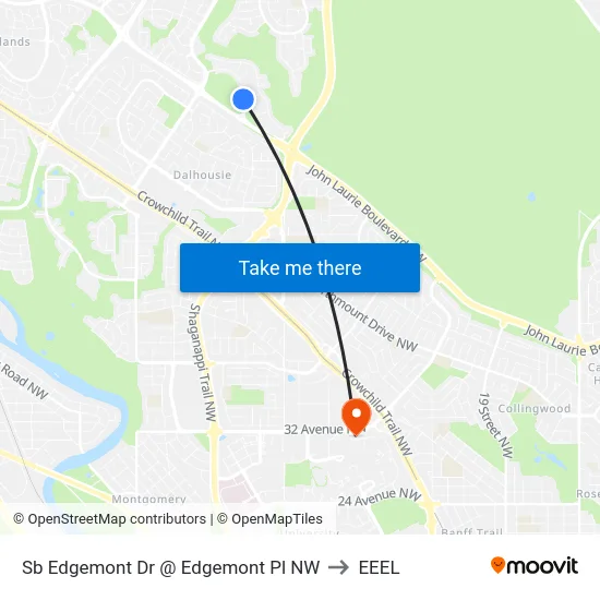 Sb Edgemont Dr @ Edgemont Pl NW to EEEL map