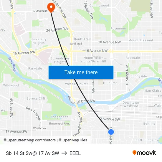 Sb 14 St Sw@ 17 Av SW to EEEL map
