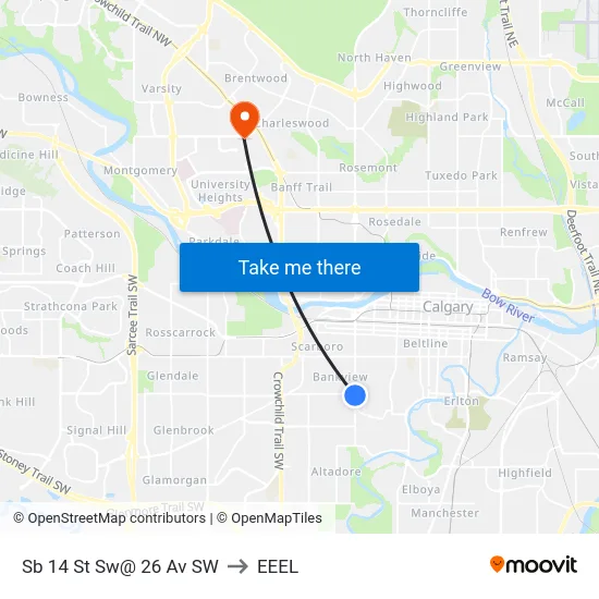 Sb 14 St Sw@ 26 Av SW to EEEL map
